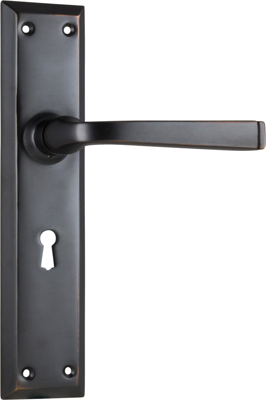 Door Lever Menton Lock Pair Antique Copper H225xW50xP75mm