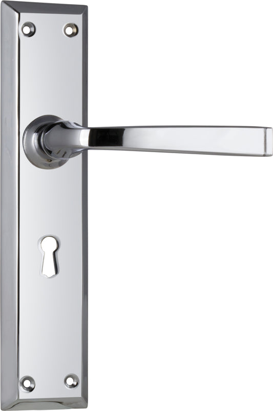 Door Lever Menton Lock Pair Chrome Plated H225xW50xP75mm