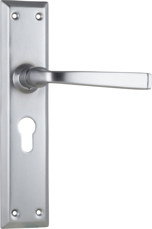 Door Lever Menton Euro Pair Satin Chrome H225xW50xP75mm