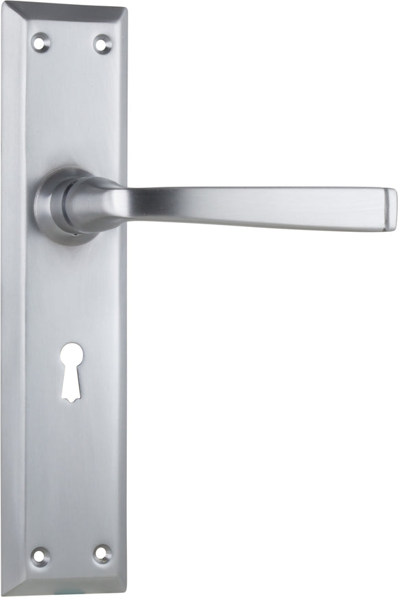 Door Lever Menton Lock Pair Satin Chrome H225xW50xP75mm