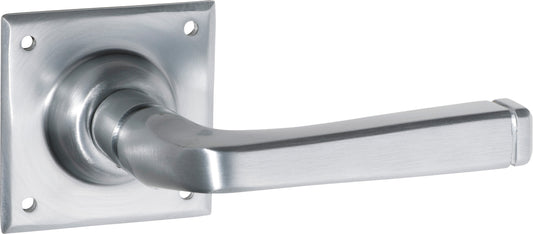 Door Lever Menton Square Rose Pair Satin Chrome H60xW60xP70mm