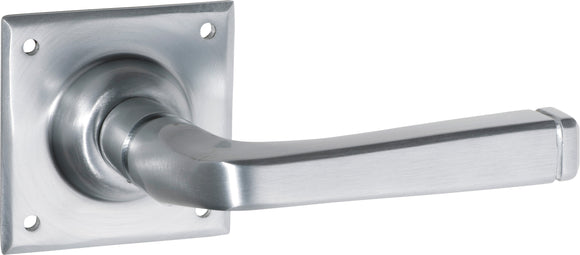 Door Lever Menton Square Rose Pair Satin Chrome H60xW60xP70mm