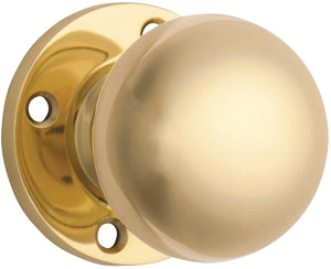 Door Knob Retro Fit Round Rose Pair Polished Brass D54xP59mm BP60mm