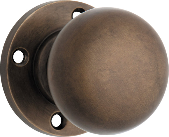 Door Knob Retro Fit Round Rose Pair Antique Brass D54xP59mm BP60mm