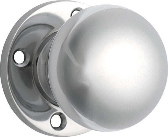 Door Knob Retro Fit Round Rose Pair Chrome Plated D54xP59mm BP60mm