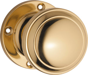 Door Knob Milton Round Rose Pair Polished Brass D54xP65mm BP57mm