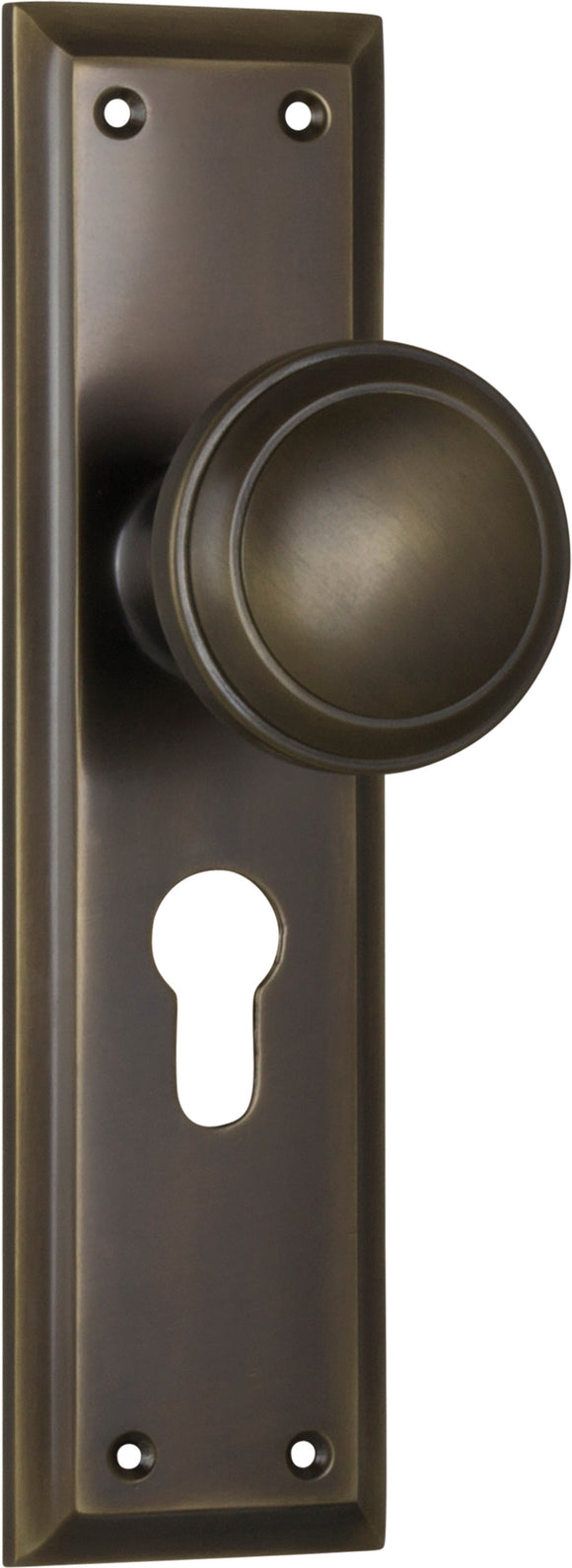 Door Knob Milton Euro Pair Antique Brass H200xW50xP73mm