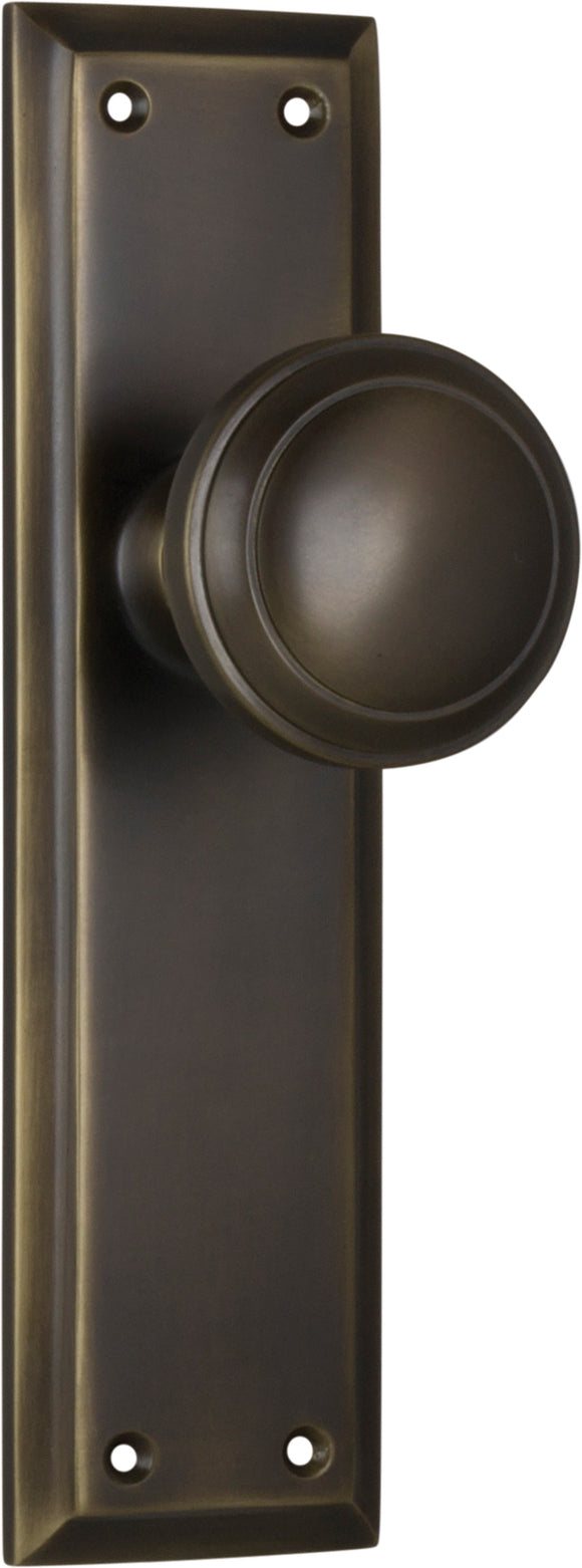 Door Knob Milton Latch Pair Antique Brass H200xW50xP73mm