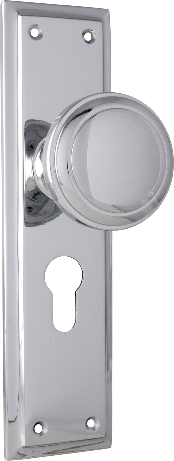 Door Knob Milton Euro Pair Chrome Plated H200xW50xP73mm