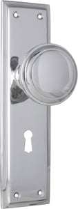 Door Knob Milton Lock Pair Chrome Plated H200xW50xP73mm