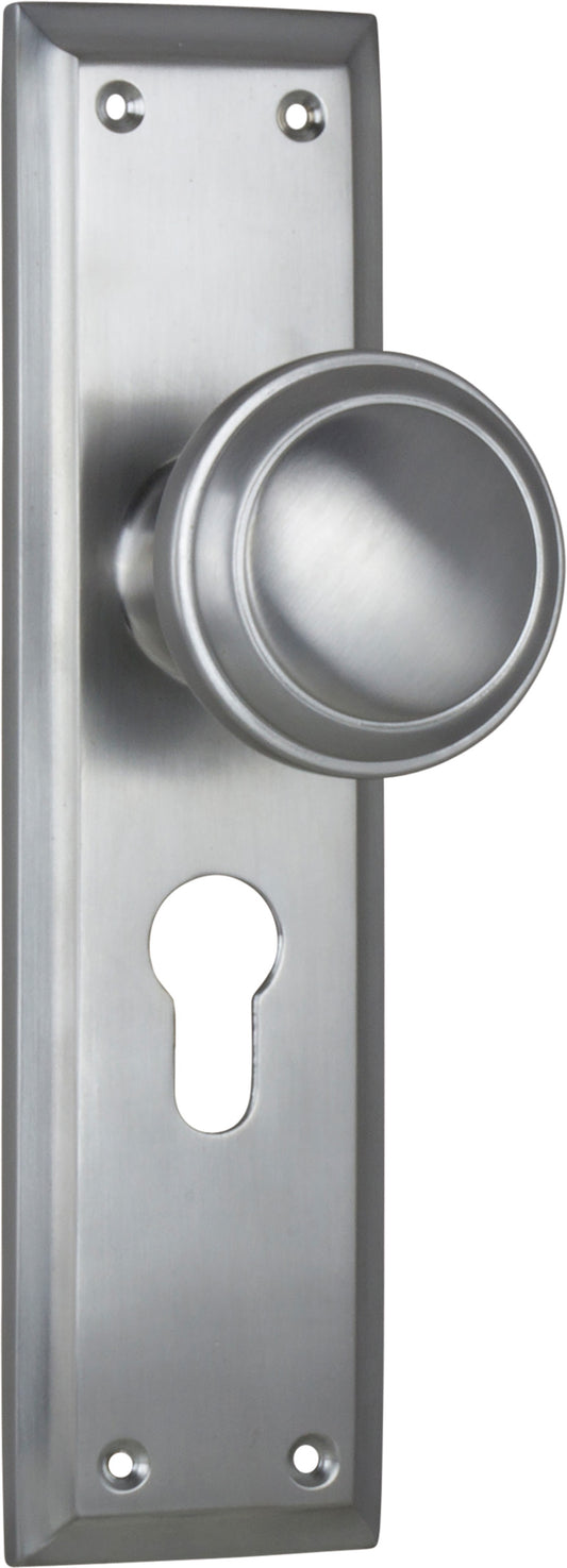 Door Knob Milton Euro Pair Satin Chrome H200xW50xP73mm