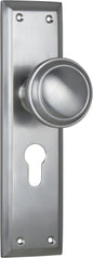 Door Knob Milton Euro Pair Satin Chrome H200xW50xP73mm