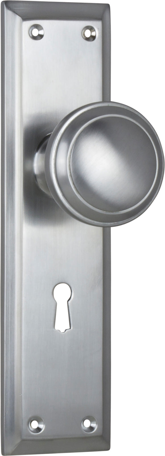 Door Knob Milton Lock Pair Satin Chrome H200xW50xP73mm