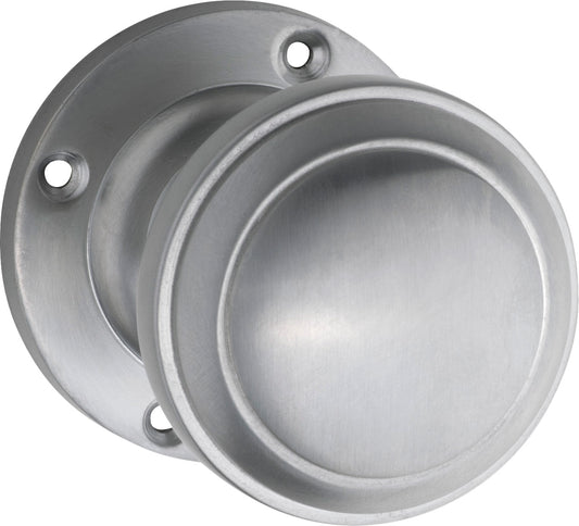 Door Knob Milton Round Rose Pair Satin Chrome D54xP65mm BP57mm