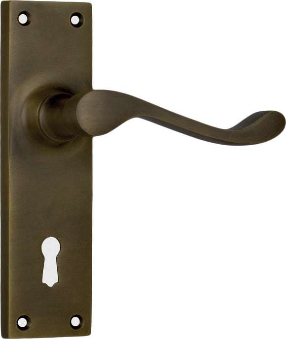 Door Lever Victorian Lock Pair Antique Brass H152xW42xP59mm