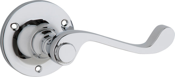 Door Lever Milton Round Rose Pair Chrome Plated D63xP68mm