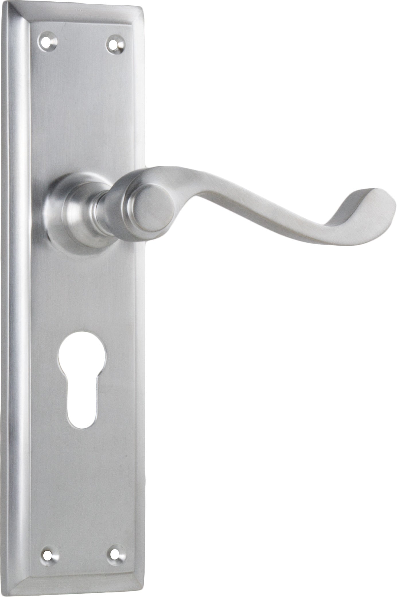 Door Lever Milton Euro Pair Satin Chrome H200xW50xP68mm