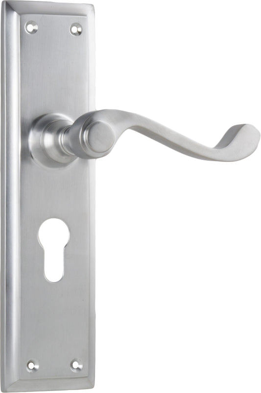 Door Lever Milton Euro Pair Satin Chrome H200xW50xP68mm