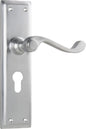 Door Lever Milton Euro Pair Satin Chrome H200xW50xP68mm