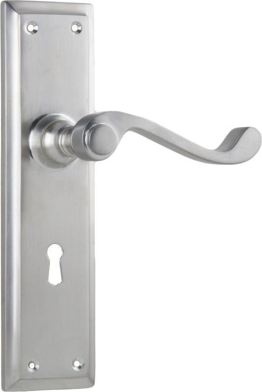 Door Lever Milton Lock Pair Satin Chrome H200xW50xP68mm