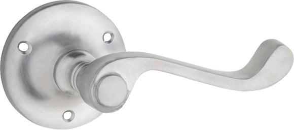 Door Lever Milton Round Rose Pair Satin Chrome D63xP68mm