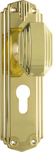 Door Knob Napier Art Deco Euro Pair Polished Brass H178xW54xP50mm