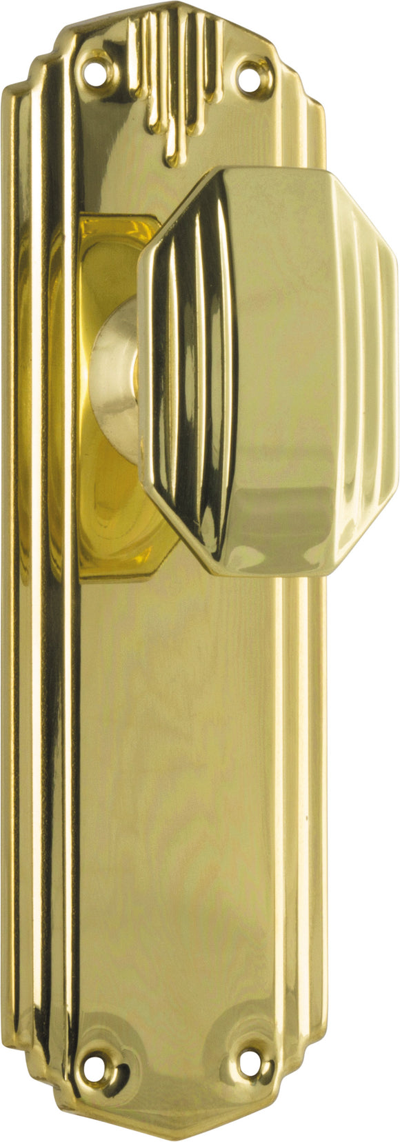 Door Knob Napier Art Deco Latch Pair Polished Brass H178xW54xP50mm
