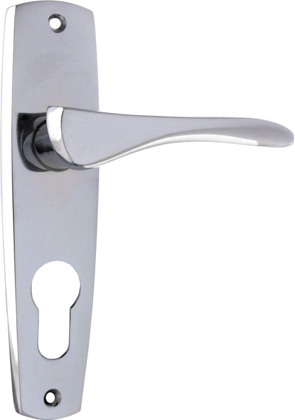 Door Lever Mid Century Euro Pair Chrome Plated H145xW35xP47mm