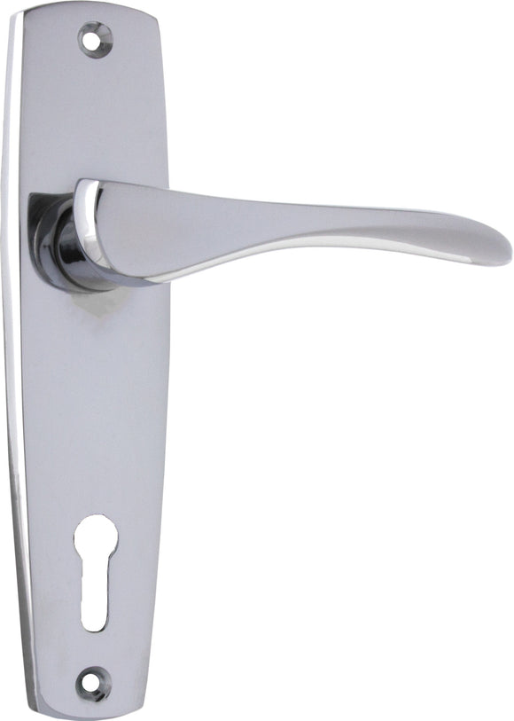 Door Lever Mid Century Lock Pair Chrome Plated H145xW35xP47mm