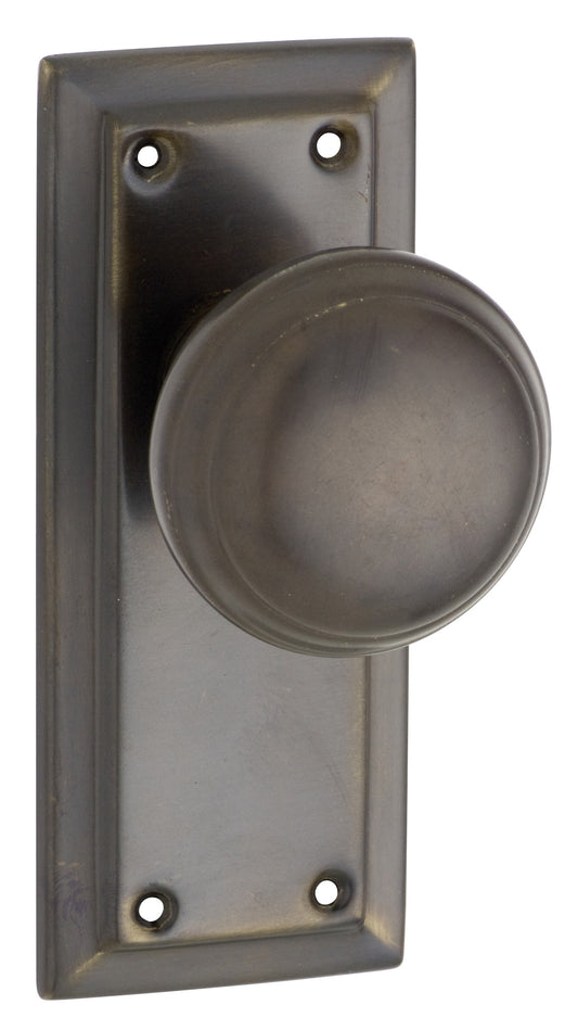 Door Knob Richmond Latch Pair Antique Brass H125xW50xP62mm