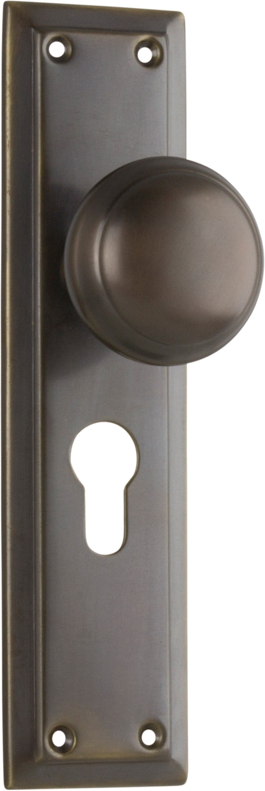 Door Knob Richmond Euro Pair Antique Brass H200xW50xP62mm