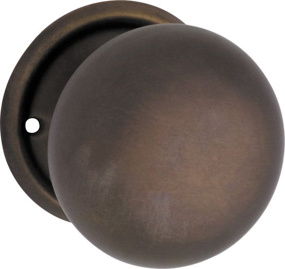 Door Knob Plain Round Rose Pair Antique Brass D54xP53mm BP54mm