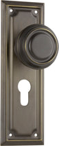 Door Knob Edwardian Euro Pair Antique Brass H185xW60xP57mm