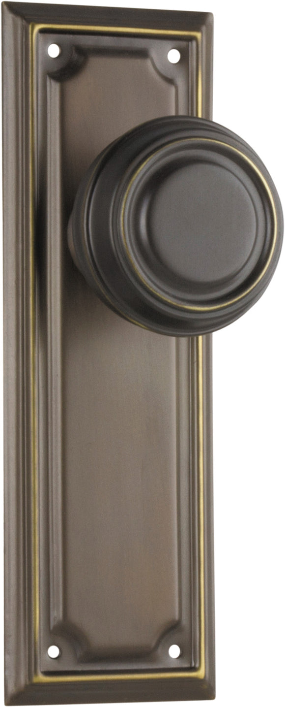 Door Knob Edwardian Latch Pair Antique Brass H185xW60xP57mm