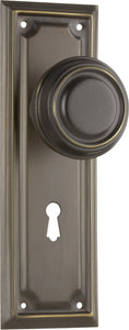Door Knob Edwardian Lock Pair Antique Brass H185xW60xP57mm