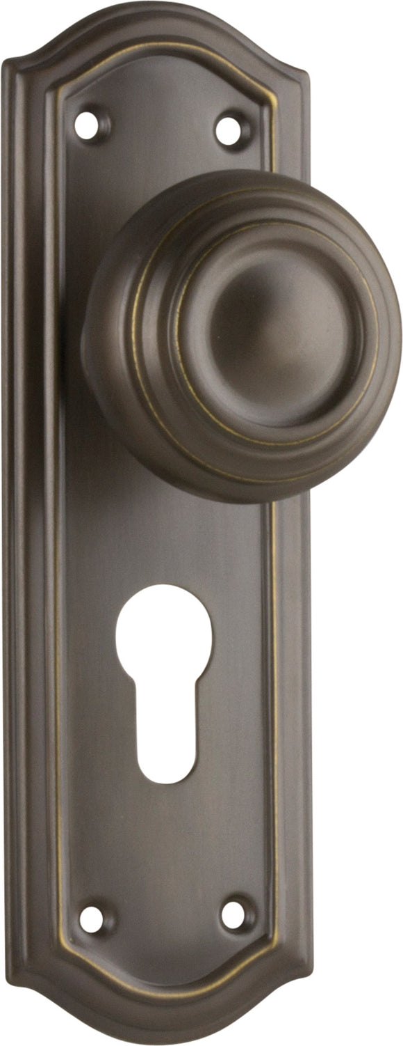 Door Knob Kensington Euro Pair Antique Brass H175xP57xW58mm