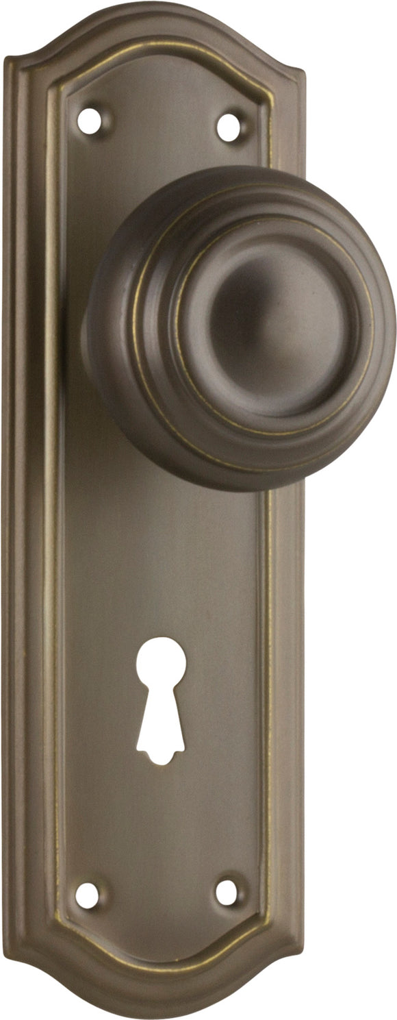 Door Knob Kensington Lock Pair Antique Brass H175xP57xW58mm