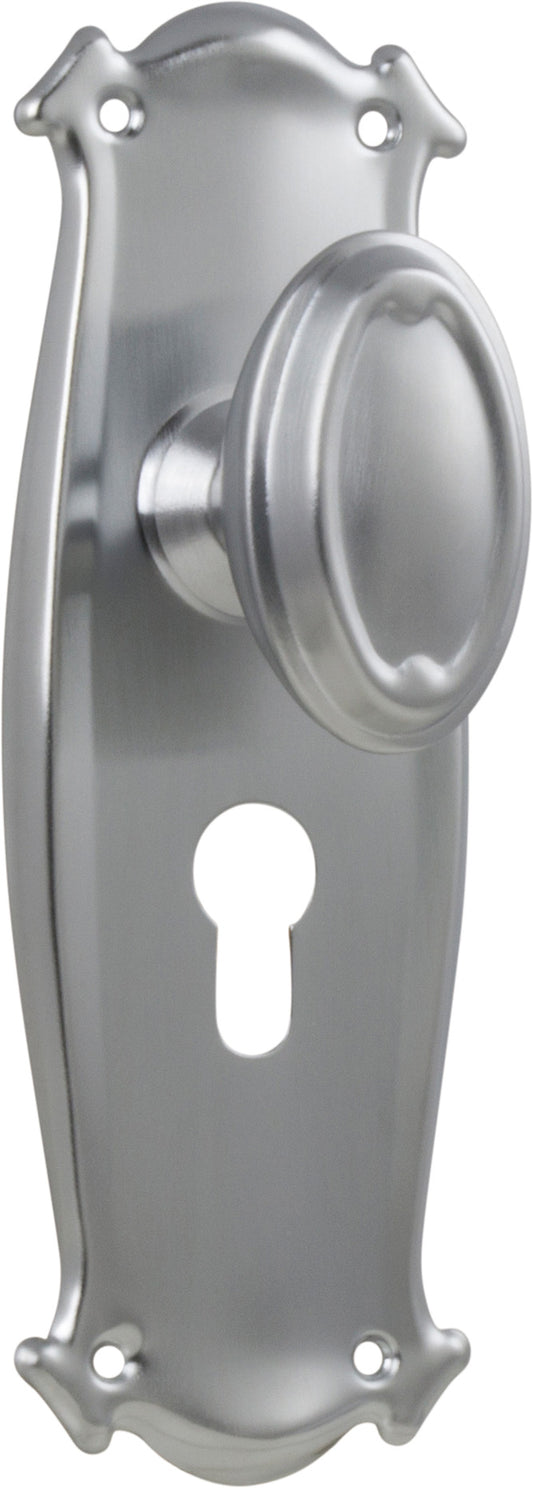 Door Knob Bungalow Euro Pair Satin Chrome H197xW68xP60mm