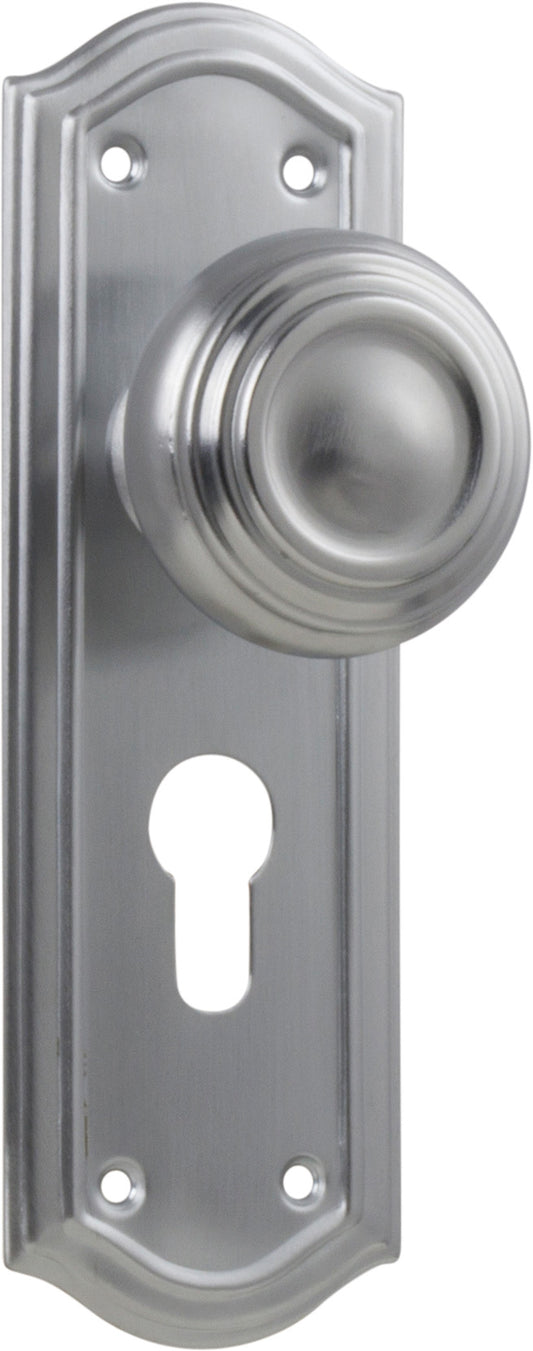 Door Knob Kensington Euro Pair Satin Chrome H175xP57xW58mm