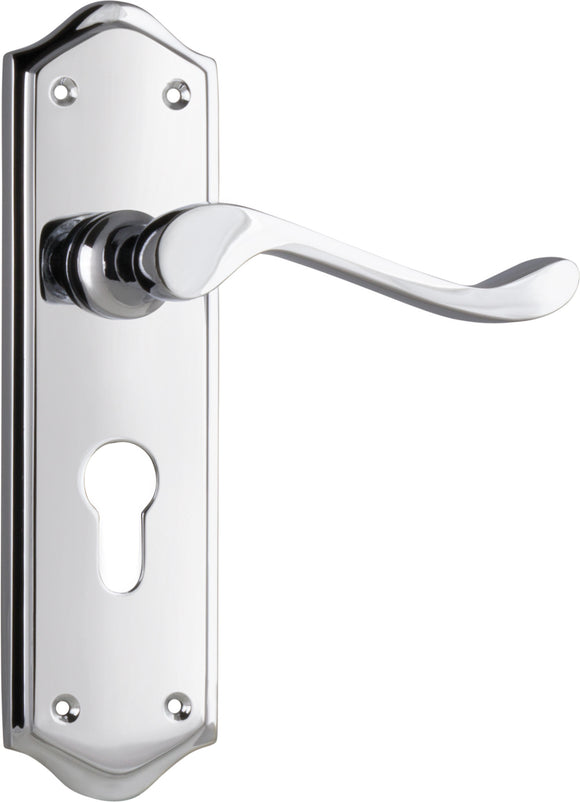 Door Lever Henley Euro Pair Chrome Plated H180xW50xP58mm