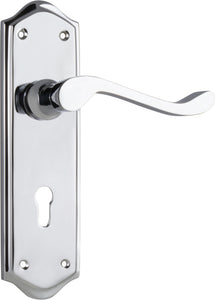 Door Lever Henley Lock Pair Chrome Plated H180xW50xP58mm