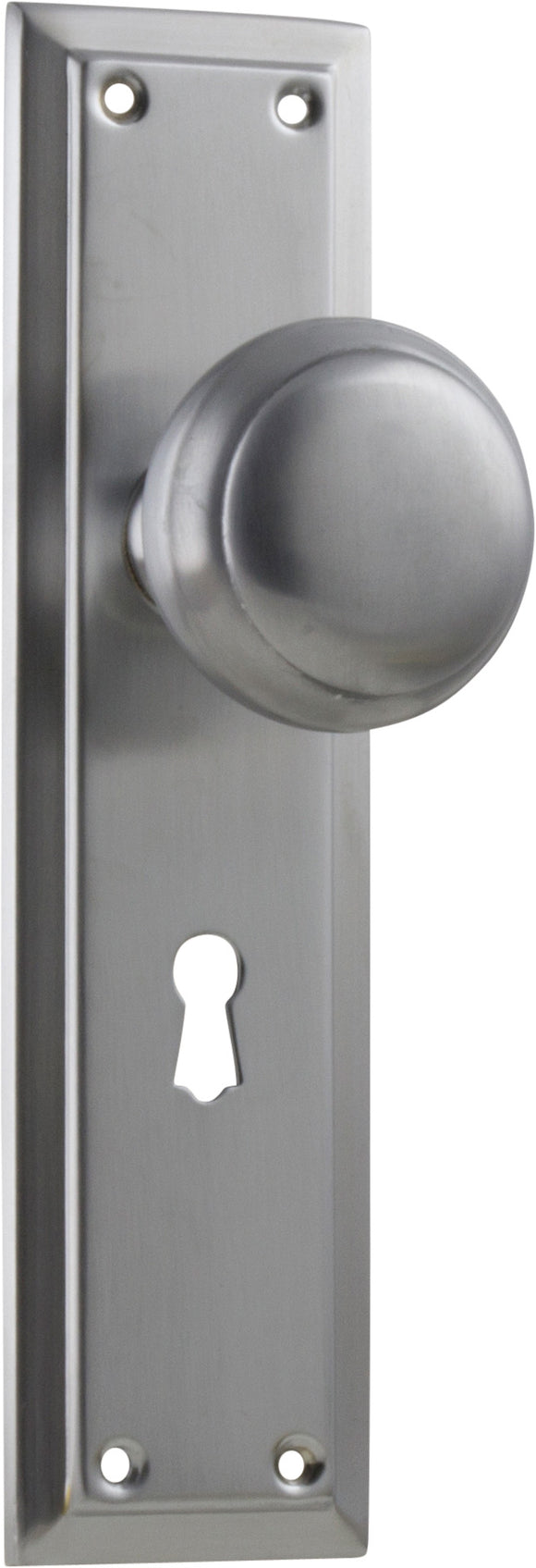 Door Knob Richmond Lock Pair Satin Chrome H200xW50xP62mm