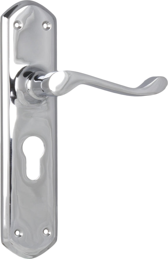 Door Lever Windsor Euro Pair Chrome Plated H200xP60xW45mm