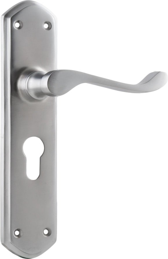 Door Lever Windsor Euro Pair Satin Chrome H200xP60xW45mm