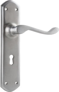 Door Lever Windsor Lock Pair Satin Chrome H200xP60xW45mm