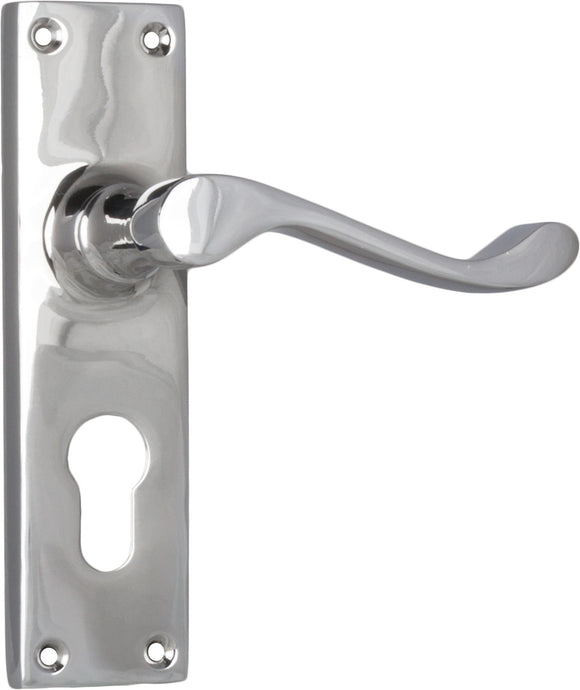 Door Lever Victorian Euro Pair Chrome Plated H152xW42xP59mm