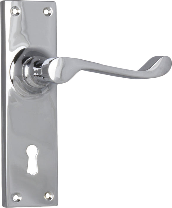 Door Lever Victorian Lock Pair Chrome Plated H152xW42xP59mm