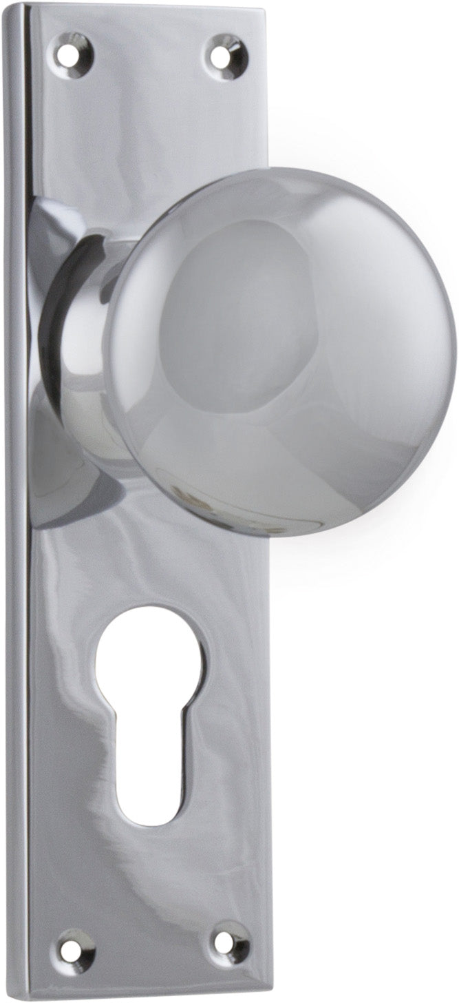 Door Knob Victorian Euro Pair Chrome Plated H152xW42xP75mm