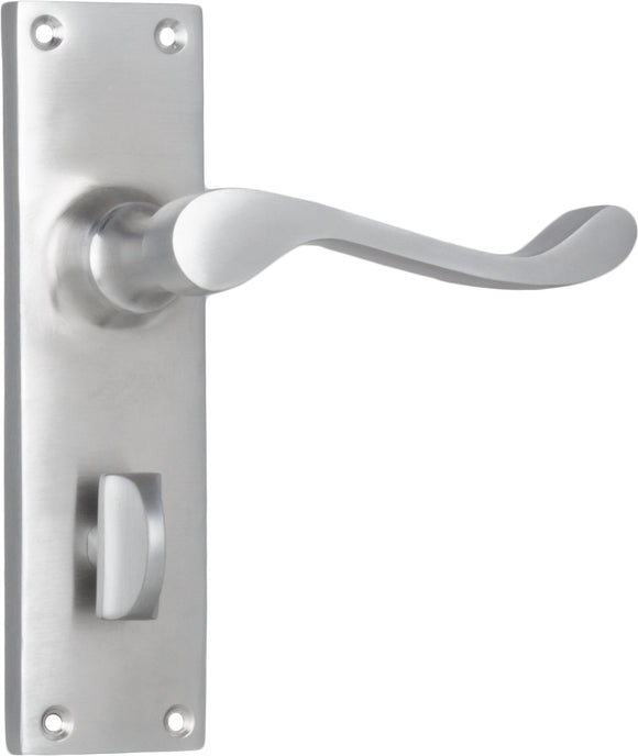 Door Lever Victorian Privacy Pair Satin Chrome H152xW42xP59mm