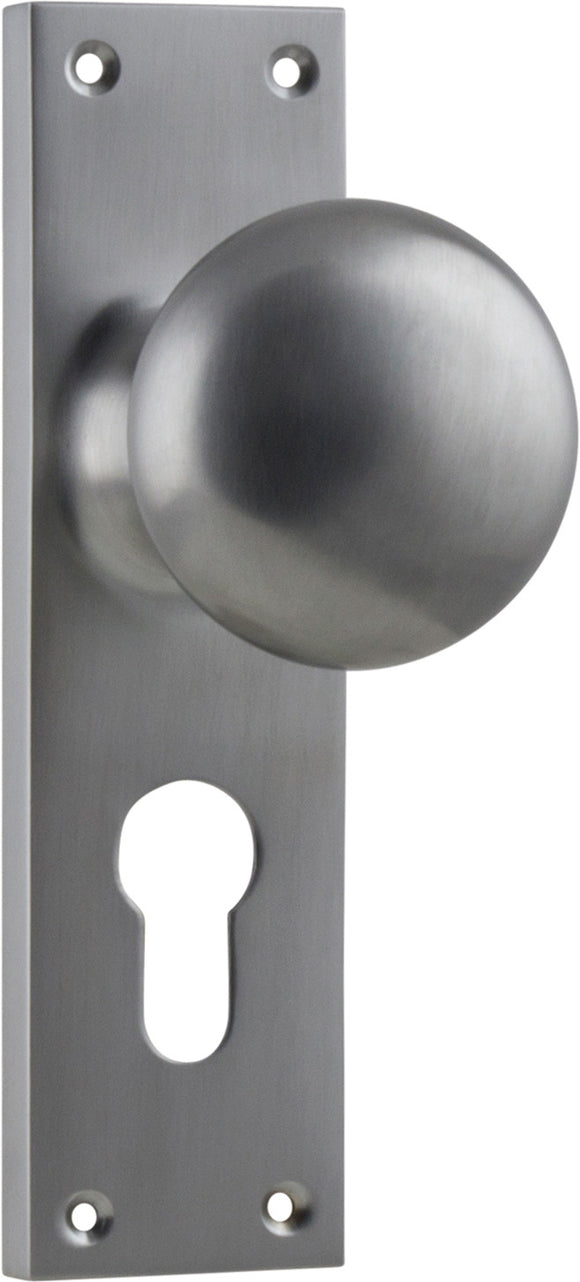 Door Knob Victorian Euro Pair Satin Chrome H152xW42xP75mm